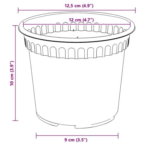 Кръгла саксия за цветя 6 pcs Черно Ø 12,5 x 10 см Пластмаса