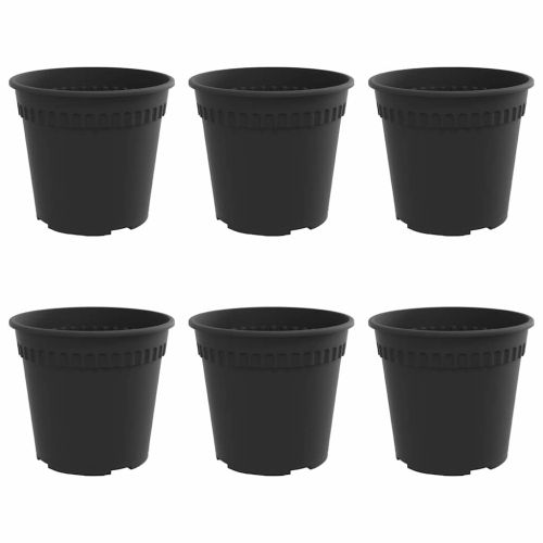 Кръгла саксия за цветя 6 pcs Черно Ø 17 x 14 см Пластмаса