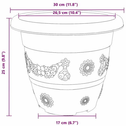 Кръгла саксия за цветя 6 pcs Червено тухла Ø 30 x 25 см