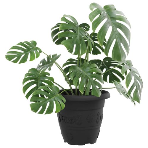 Кръгла саксия за цветя 6 pcs Черно Ø 22 x 18 см Пластмаса