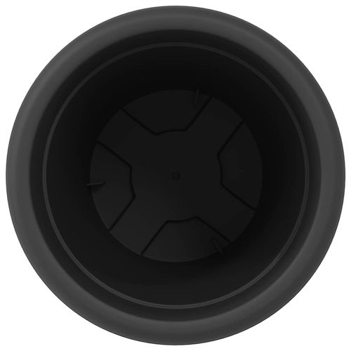 Кръгла саксия за цветя 6 pcs Черно Ø 26 x 21.5 см Пластмаса