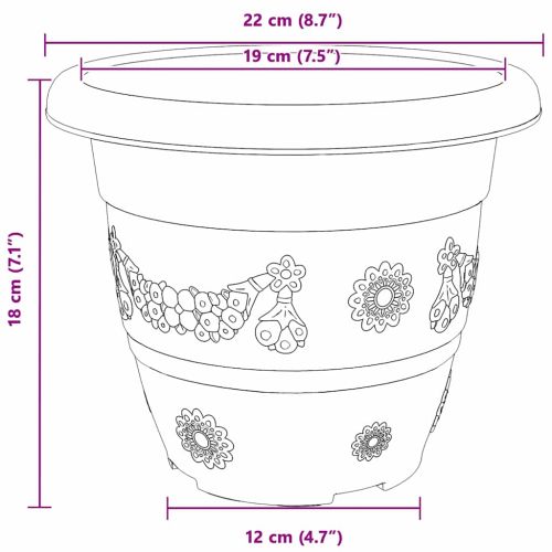 Кръгла саксия за цветя 24 pcs Черно Ø 26 x 21.5 см Пластмаса