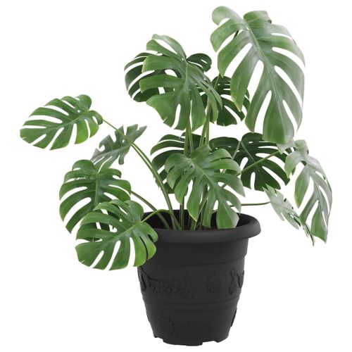 Кръгла саксия за цветя 24 pcs Черно Ø 26 x 21.5 см Пластмаса