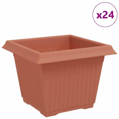 Квадратна цветна саксия 24 pcs Червено тухла 23 x 23 x 17,5 см