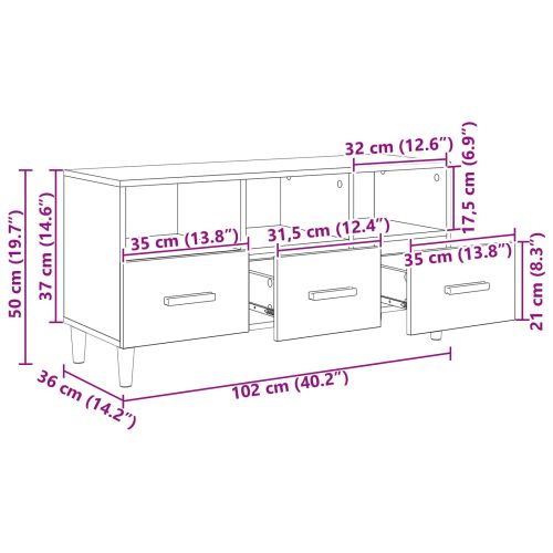 ТВ шкаф с чекмедже Дъб Артизан 102 x 36 x 50 см Инженерно дърво