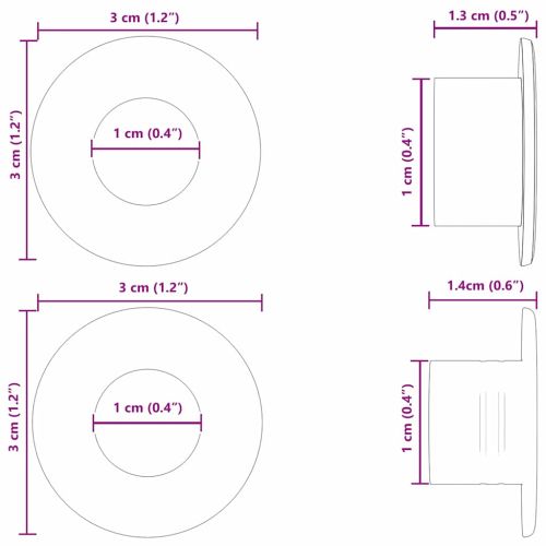 Стопери за маса за футбол 10 pcs Черен 3 x 3 x 1,4 см HIPS