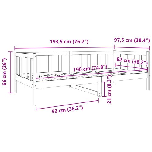 Рамка за легло с таблото Кафяво с восъчно покритие 90 x 190 cm