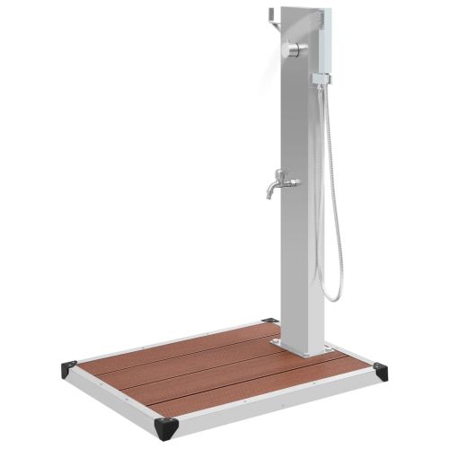 Градински душ с корито, WPC, неръждаема стомана