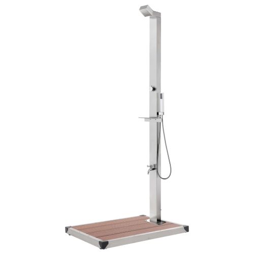 Градински душ с кафява основа, 225 см, неръждаема стомана