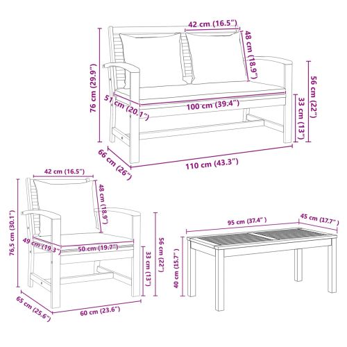Градински Софа Комплект 5 pcs Естествен Солидно тиково дърво