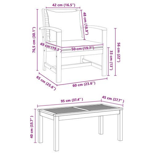 Градински Софа Комплект 5 pcs Естествен Солидно тиково дърво