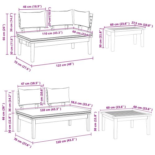 Градински Софа Комплект 4 pcs Кафяв и Кремав