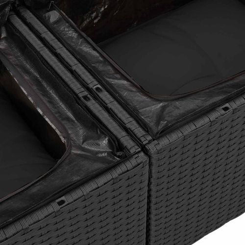 Градински Софа Комплект със съхранение 8 pcs Черно Полиратан