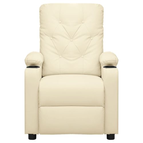 Електрически масажен стол, кремав, изкуствена кожа