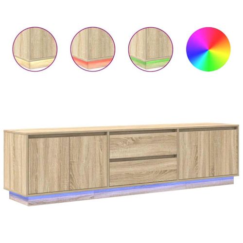 ТВ шкаф с LED осветление, дъб сонома, 193,5x41x50 см