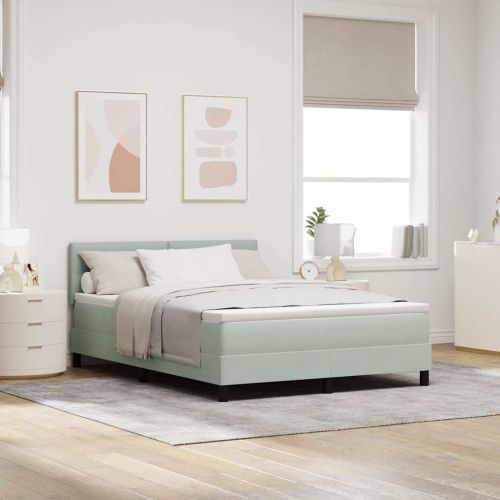 Легло с пружинирана основа Светлосиво 140 x 200 cm Кадифе