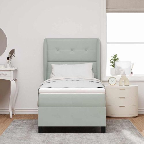 Легло с пружинирана основа Светлосиво 200 x 100 cm Кадифе