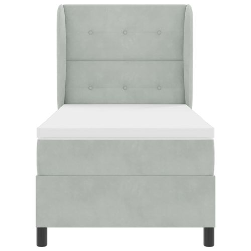 Легло с пружинирана основа Светлосиво 200 x 100 cm Кадифе