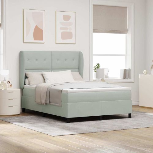 Легло с пружинирана основа Светлосиво 190 x 140 см Кадифе