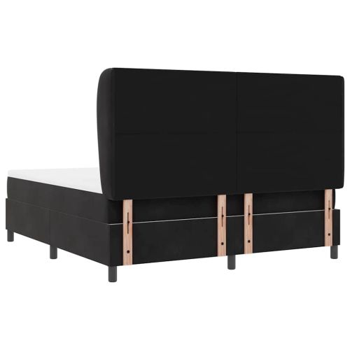 Легло с пружинирана основа с матрак Черен 200 x 180 cm Кадифе