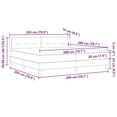 Легло с пружинирана основа Светлосиво 200 x 200 cm Кадифе