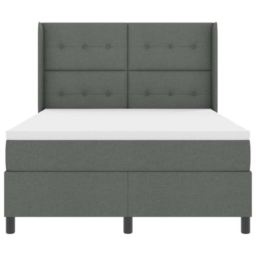 Легло с пружинирана основа Тъмен сив 200 x 140 cm текстил