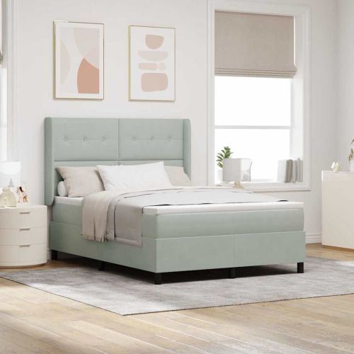 Легло с пружинирана основа Светлосиво 140 x 190 cm Кадифе