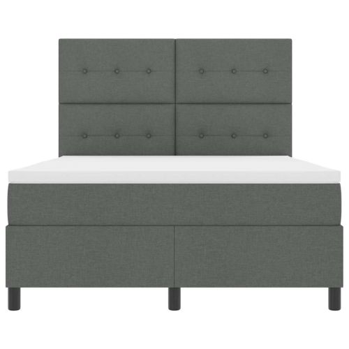 Легло с пружинирана основа с LED Тъмносив 140 x 190 cm текстил