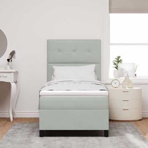 LED кутия за пружини с легло Светлосиво 100 x 200 cm Кадифе