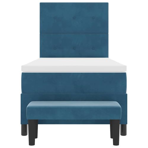 Легло с пружинирана основа Тъмносиньо 90 x 200 cm Кадифе