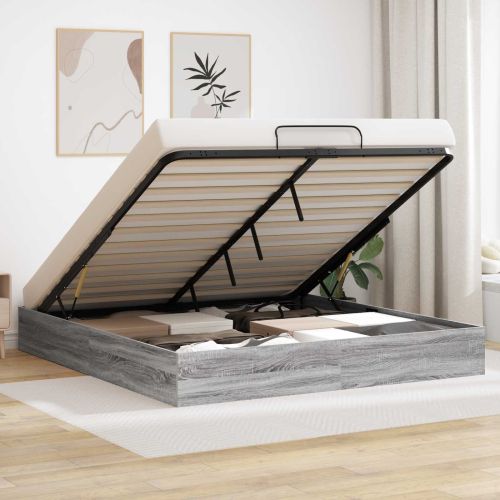 Отоманско легло със съхранение Сиво Сонома 203 x 160 x 25 см