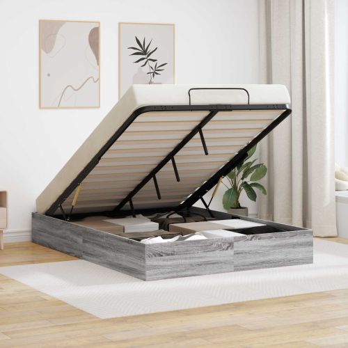 Отоманско легло със съхранение Сиво Сонома 203 x 120 x 25 см