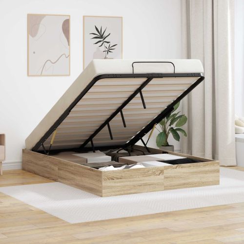 Отоманско легло със съхранение Сонома дъб 193 x 140 x 25 см