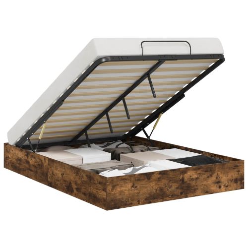 Отоманско легло със съхранение Пушена Дъб 193 x 135 x 25 см