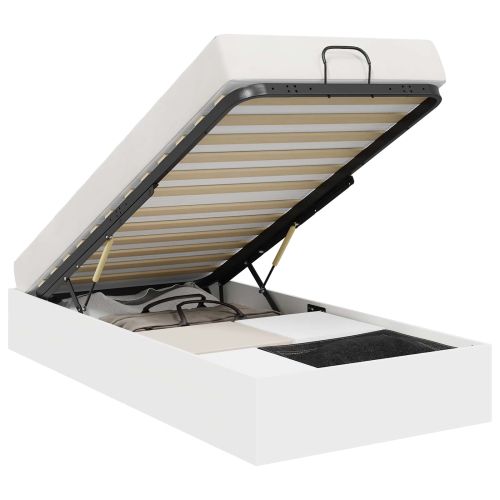 Отоманско легло Бял 193 x 90 x 25 см Инженерен дървен материал