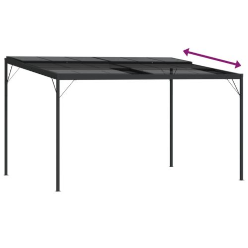 Беседка с покрив, антрацит, 4x3x2,5 м, алуминий и стомана