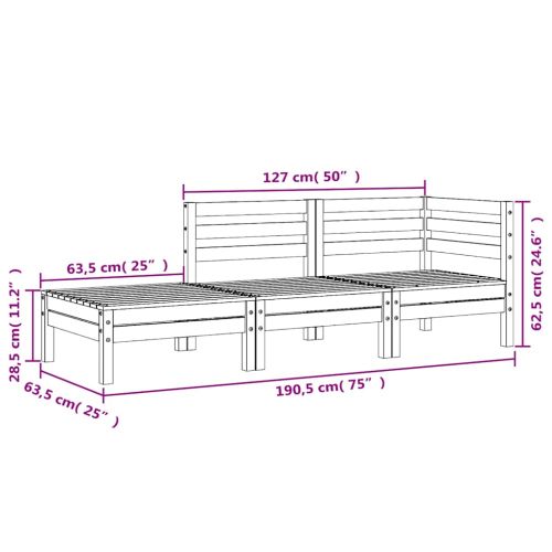 Градински диван, 3-местен, импрегниран бор