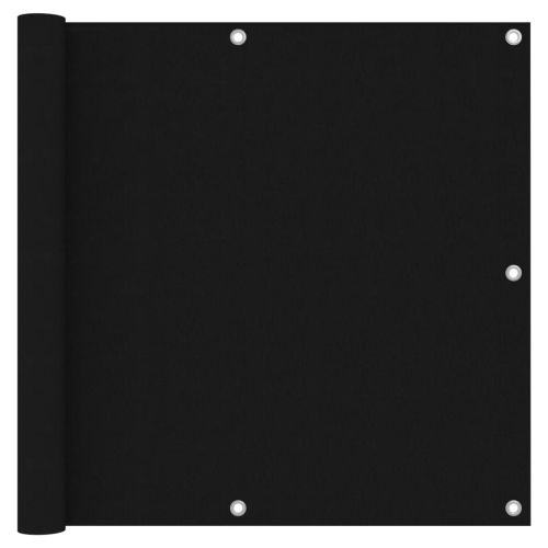 Балконски параван, черен, 90x600 см, плат оксфорд