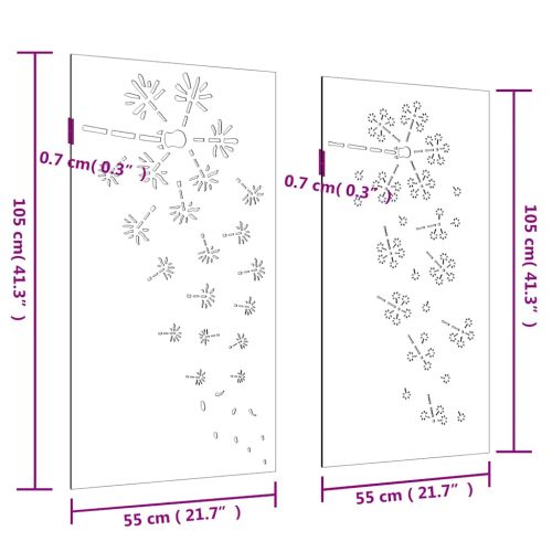 Градински декорации 2 бр 105x55 см стомана кортен дизайн цветя