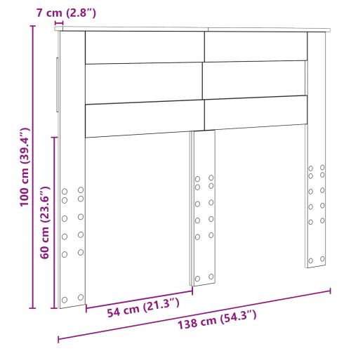 Облегалка за глава Дъб 135 cm Инженерно дърво