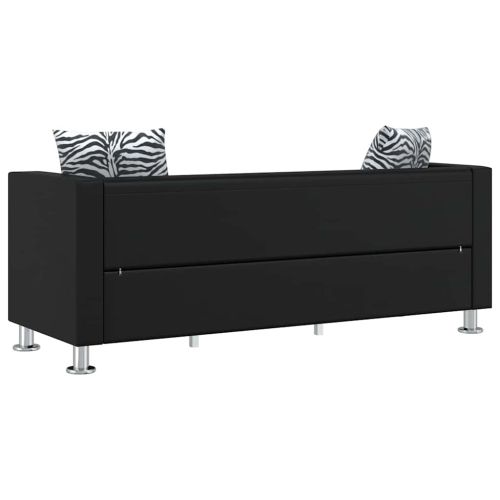 3-местен диван, изкуствена кожа, черен