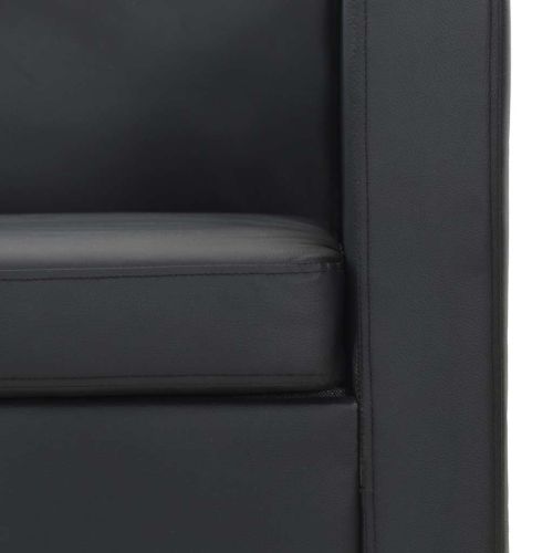 3-местен диван, изкуствена кожа, черен