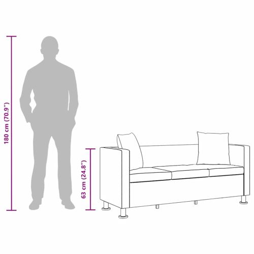 3-местен диван, изкуствена кожа, черен