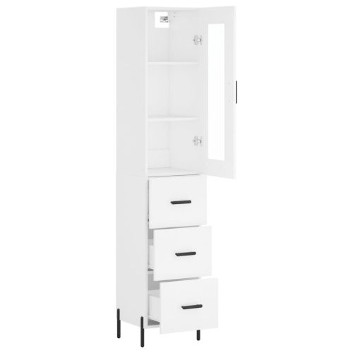 Висок шкаф, бял, 34,5x34x180 см, инженерно дърво