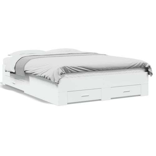 Рамка за легло, с чекмеджета, без матрак, бяла, 120x200 см