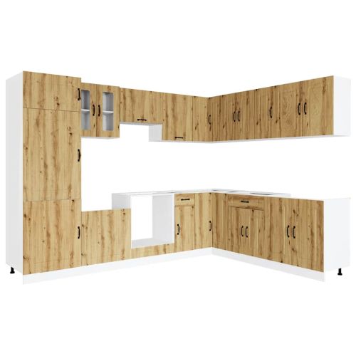 Комплект кухненски шкафове от 14 части Kalmar, инженерно дърво