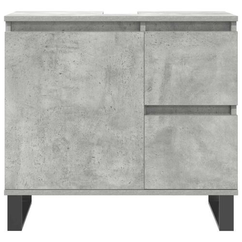 Комплект мебели за баня от 3 части бетонно сив инженерно дърво