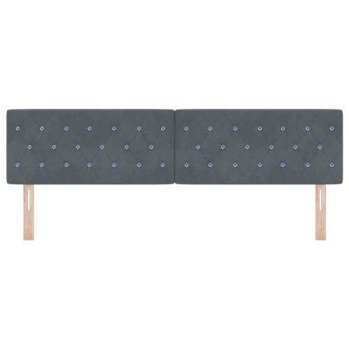 LED глава с LED ленти с таблото Тъмен сив 180 cm Кадифе