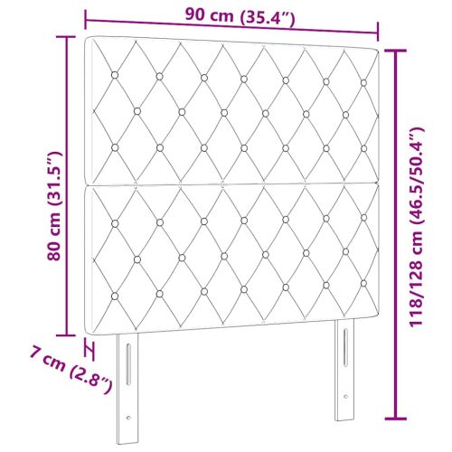 LED глава с LED ленти с таблото Тъмен сив 90 cm Кадифе