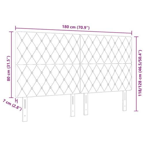 LED глава с LED ленти с таблото Тъмен сив 180 cm Кадифе